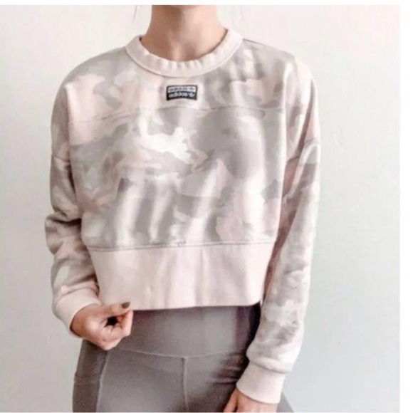Adidas camouflage pink gray sweatshirt crewneck copped - Picture 1 of 1
